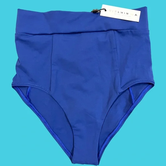 NWT Vitamin A Elena High Rise bikini bottoms in royal blue. Size 4/XS 👙☀️👒 - Picture 2 of 9